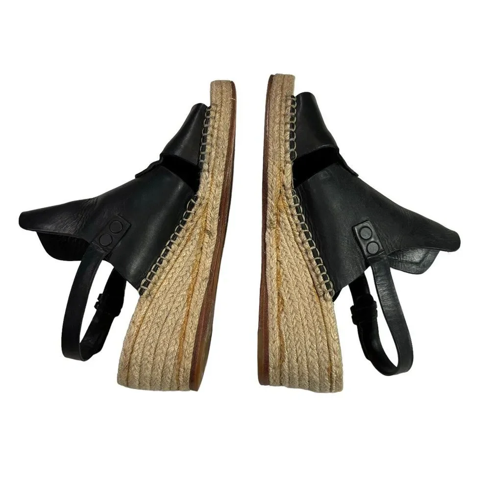 Rag & Bone Sayre Leather Espadrille Wedge black Sandals Wedge Size‎ 37.5 7.5